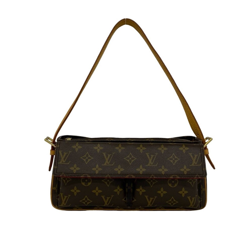 LOUIS VUITTON Vivacite MM Monogram Leather One Shoulder Bag Handbag Brown 23415